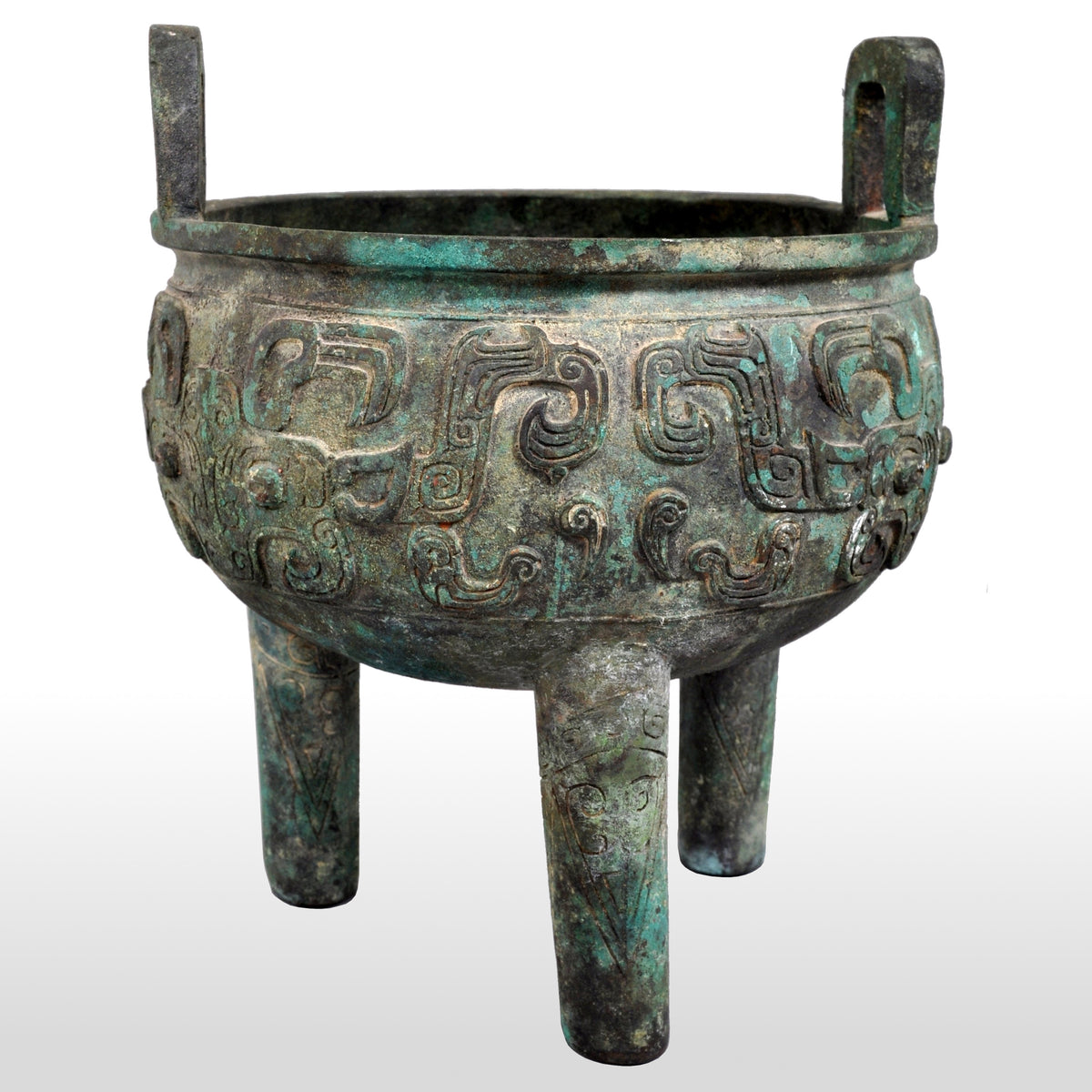 Antique 19th Century Archaic Style Bronze Tripod Ding Censer