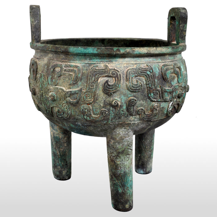 Antique 19th Century Archaic Style Bronze Tripod Ding Censer