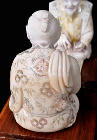 Antique Japanese Meiji Period Ivory Figural Group / Okimono, Go Players, circa 1890
