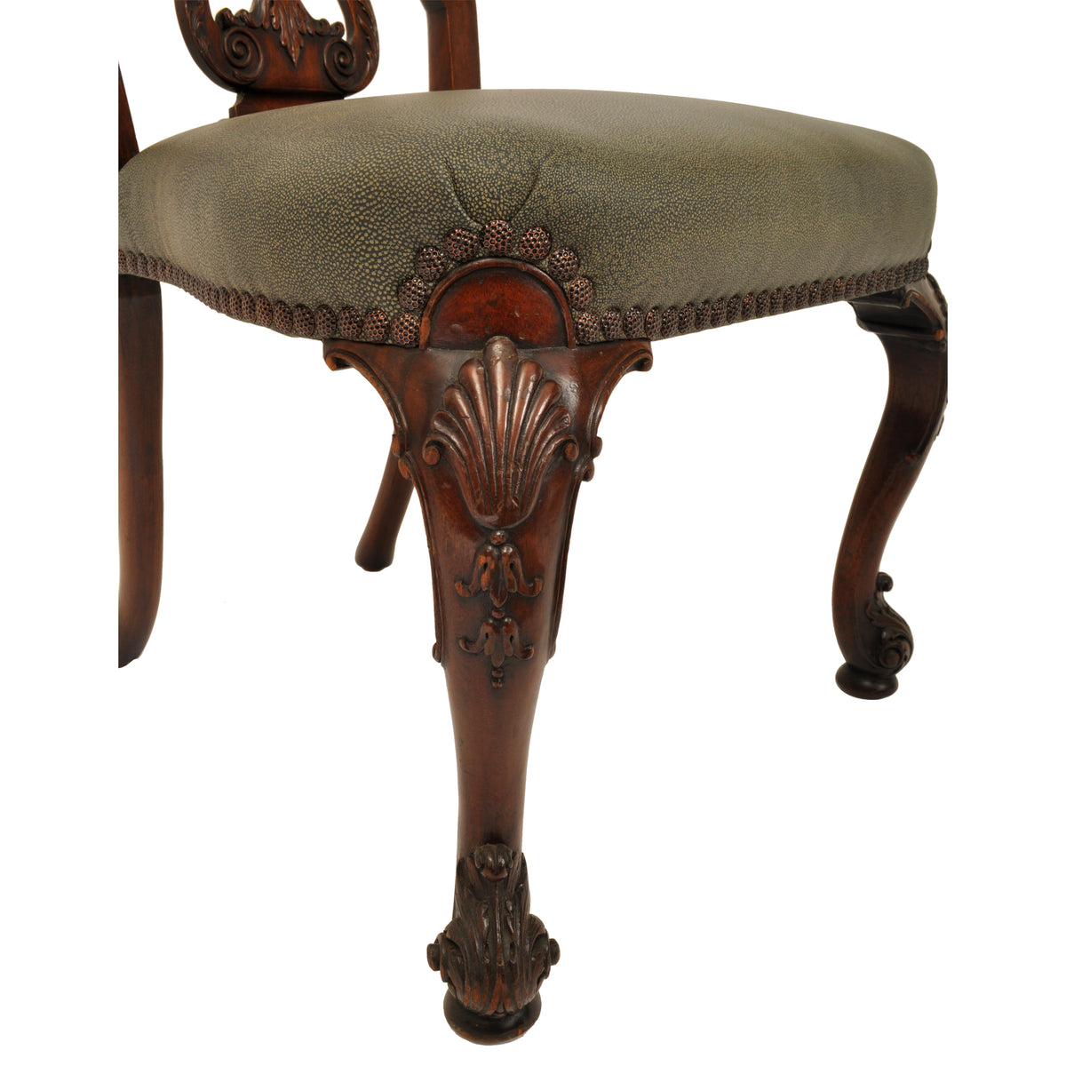 Pair of Antique 19th Century Carved Mahogany Georgian Chippendale Side Chairs, circa 1880