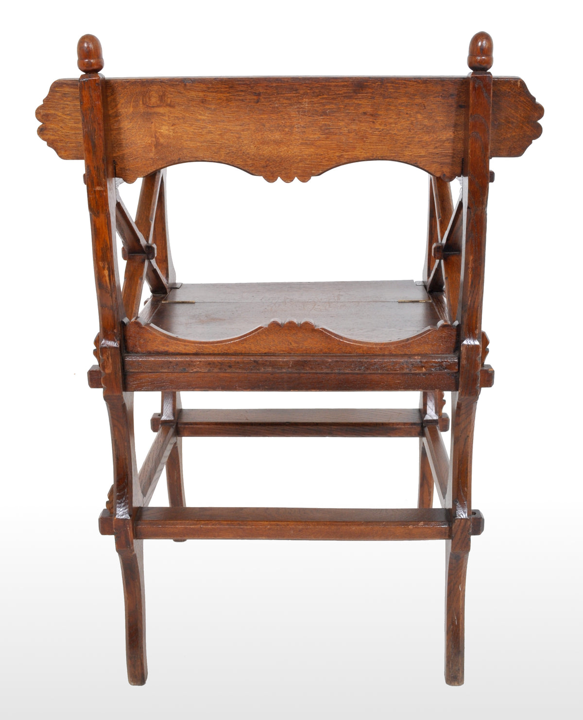 Antique Gothic Revival Arts & Crafts Metamorphic Oak Library Steps/Chair, A.W. Pugin, Circa 1860