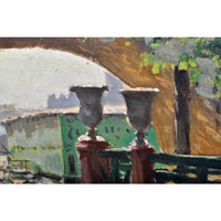 Antique French Impressionist Oil Painting Paris River Scene Paul de Frick 1900
