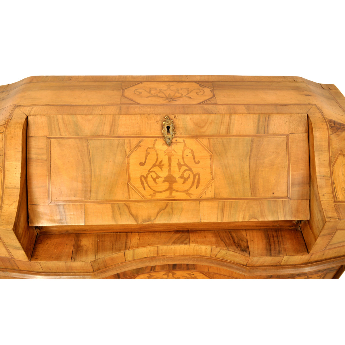 Antique South German Marquetry Fruitwood & Walnut Secretary / Dresser / Desk, circa 1850