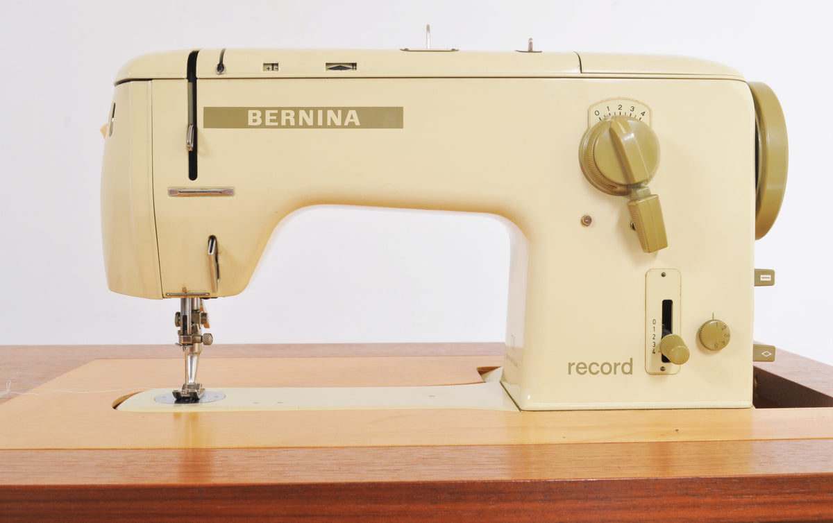 Mid-Century Modern Sewing Machine in Teak Cabinet by Bernina