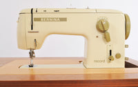 Mid-Century Modern Sewing Machine in Teak Cabinet by Bernina