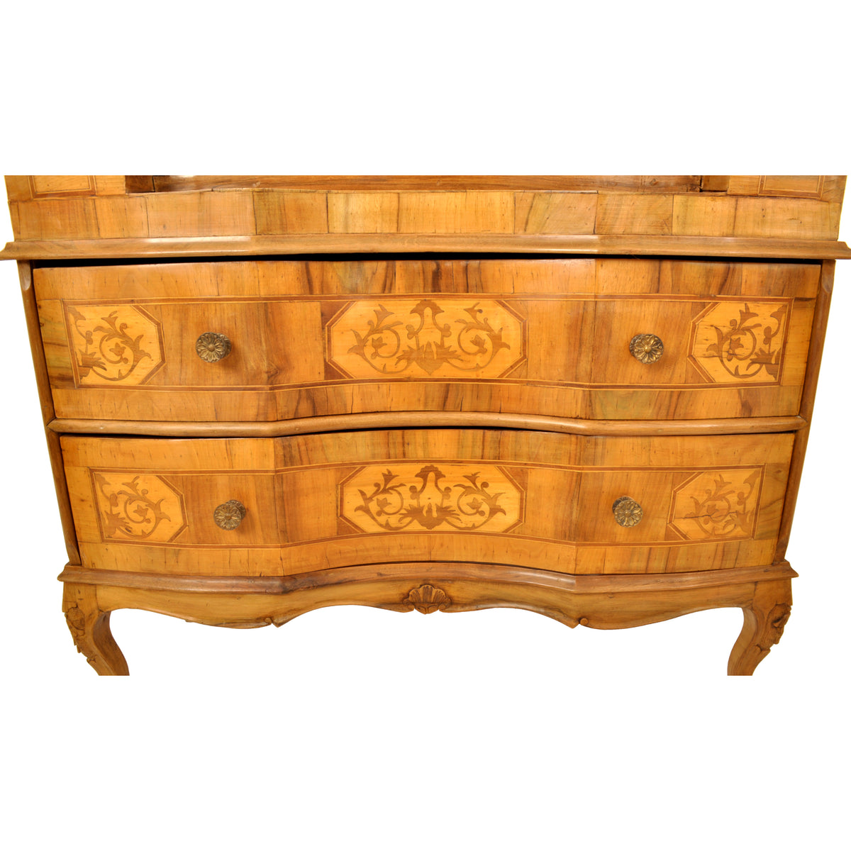 Antique South German Marquetry Fruitwood & Walnut Secretary / Dresser / Desk, circa 1850