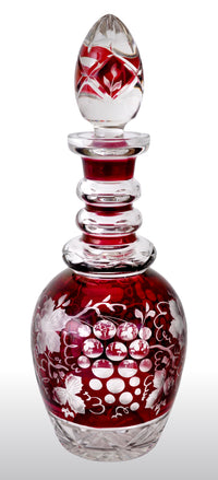 Antique Bohemian Ruby Flash Engraved Wine Decanter, circa 1890