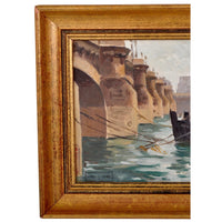 Antique French Impressionist Oil Painting Pont Neuf Bridge Paris by Paul de Frick 1900