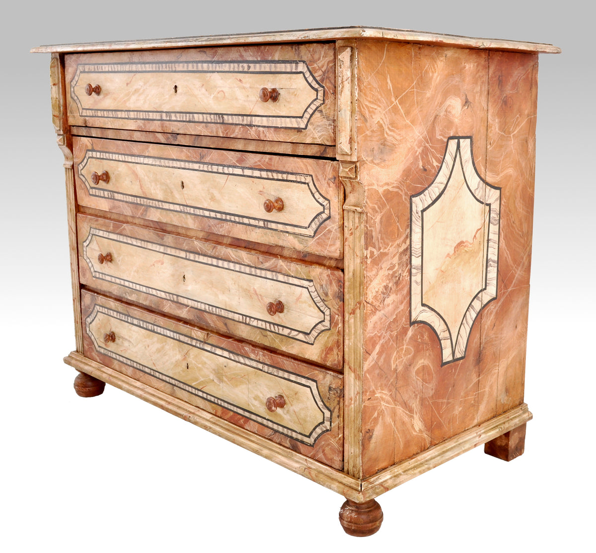 Antique Swedish/Scandinavian Gustavian Paint Decorated Pine Chest of Drawers/Dresser, Circa 1830
