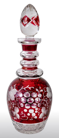 Antique Bohemian Ruby Flash Engraved Wine Decanter, circa 1890