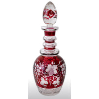 Antique Bohemian Ruby Flash Engraved Wine Decanter, circa 1890