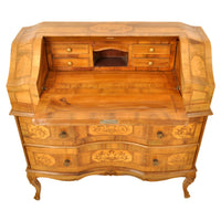 Antique South German Marquetry Fruitwood & Walnut Secretary / Dresser / Desk, circa 1850