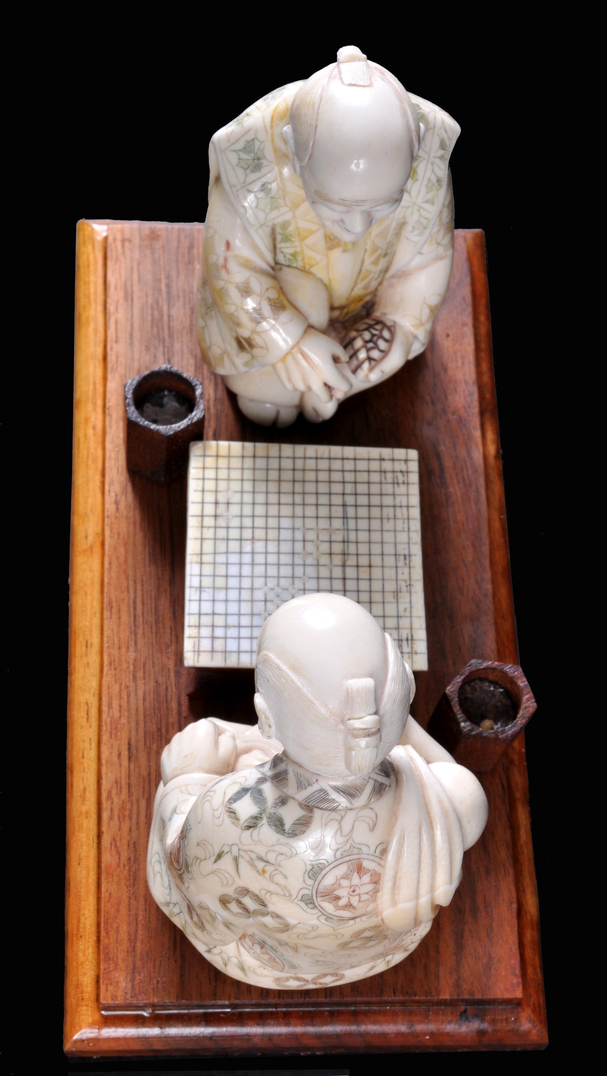 Antique Japanese Meiji Period Ivory Figural Group / Okimono, Go Players, circa 1890
