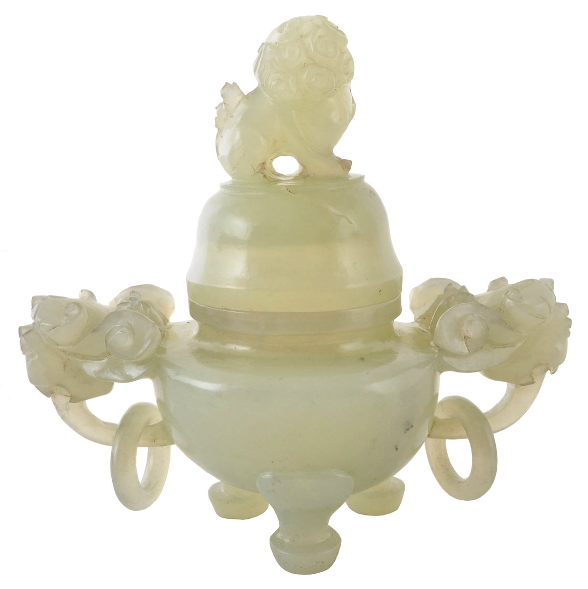 Antique 19th Century Chinese Qing Dynasty Green Jade Vessel