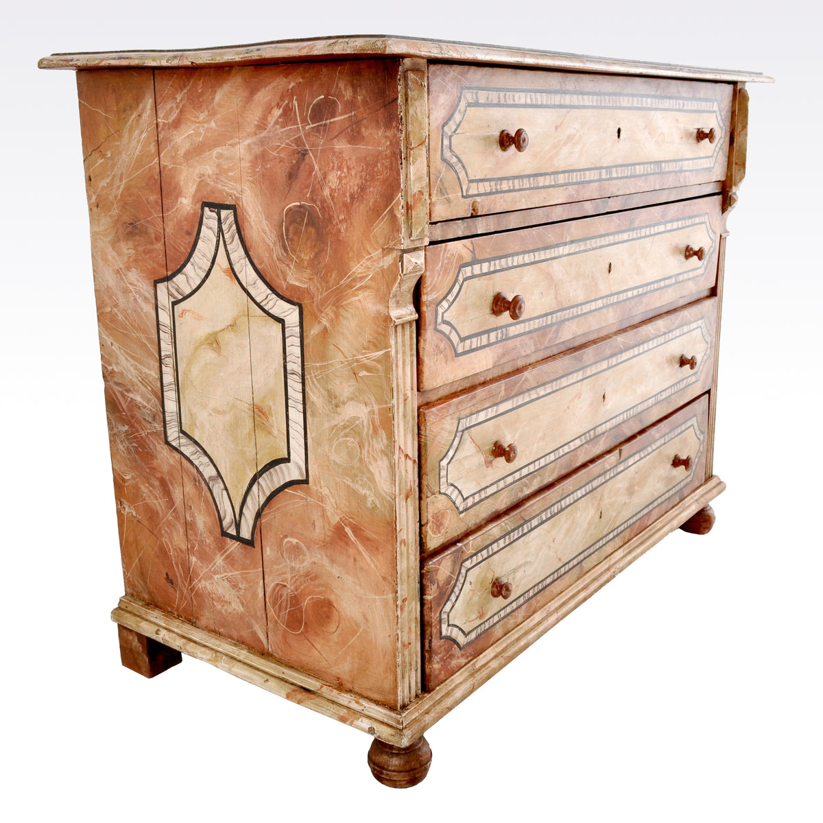 Antique Swedish/Scandinavian Gustavian Paint Decorated Pine Chest of Drawers/Dresser, Circa 1830