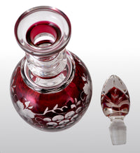 Antique Bohemian Ruby Flash Engraved Wine Decanter, circa 1890