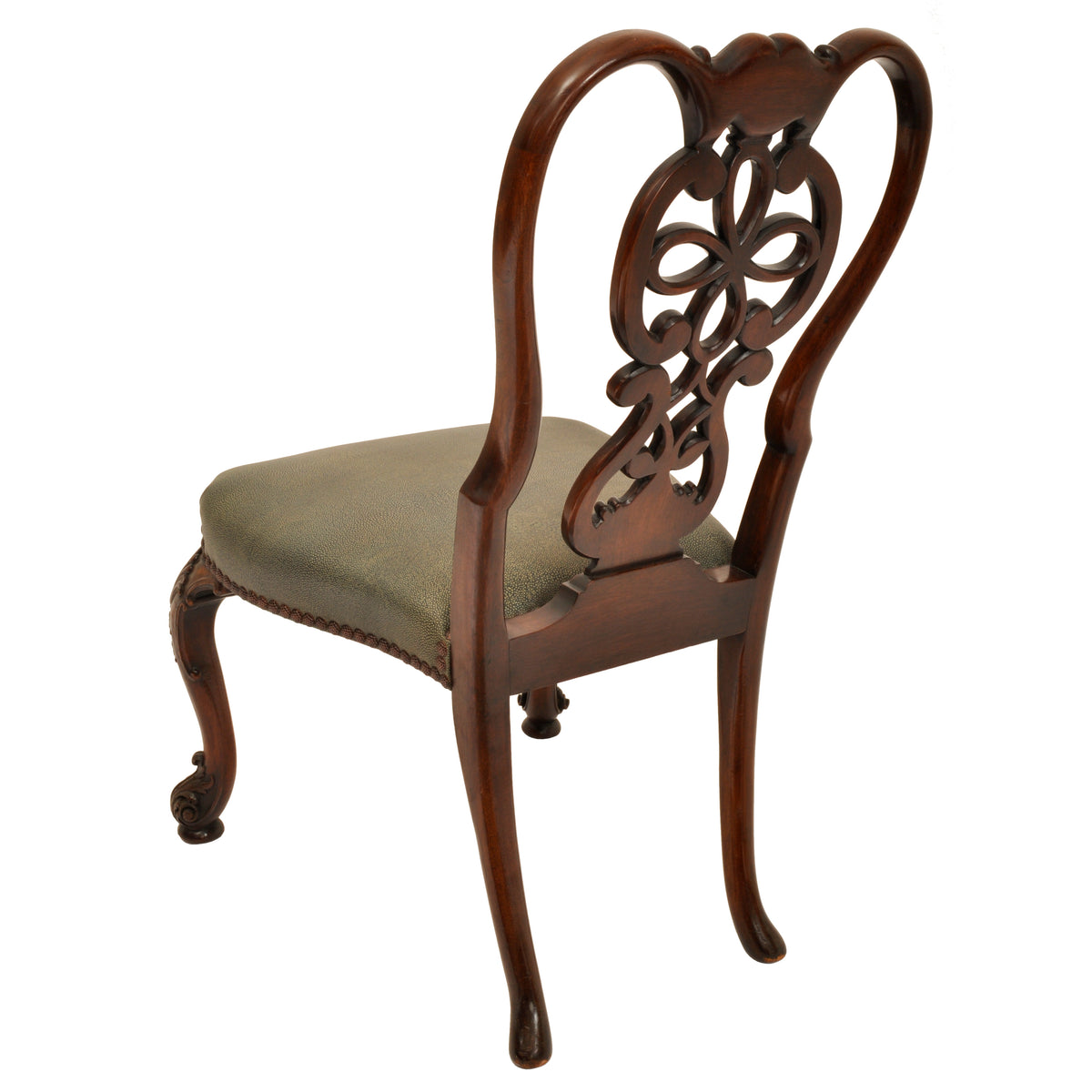 Pair of Antique 19th Century Carved Mahogany Georgian Chippendale Side Chairs, circa 1880