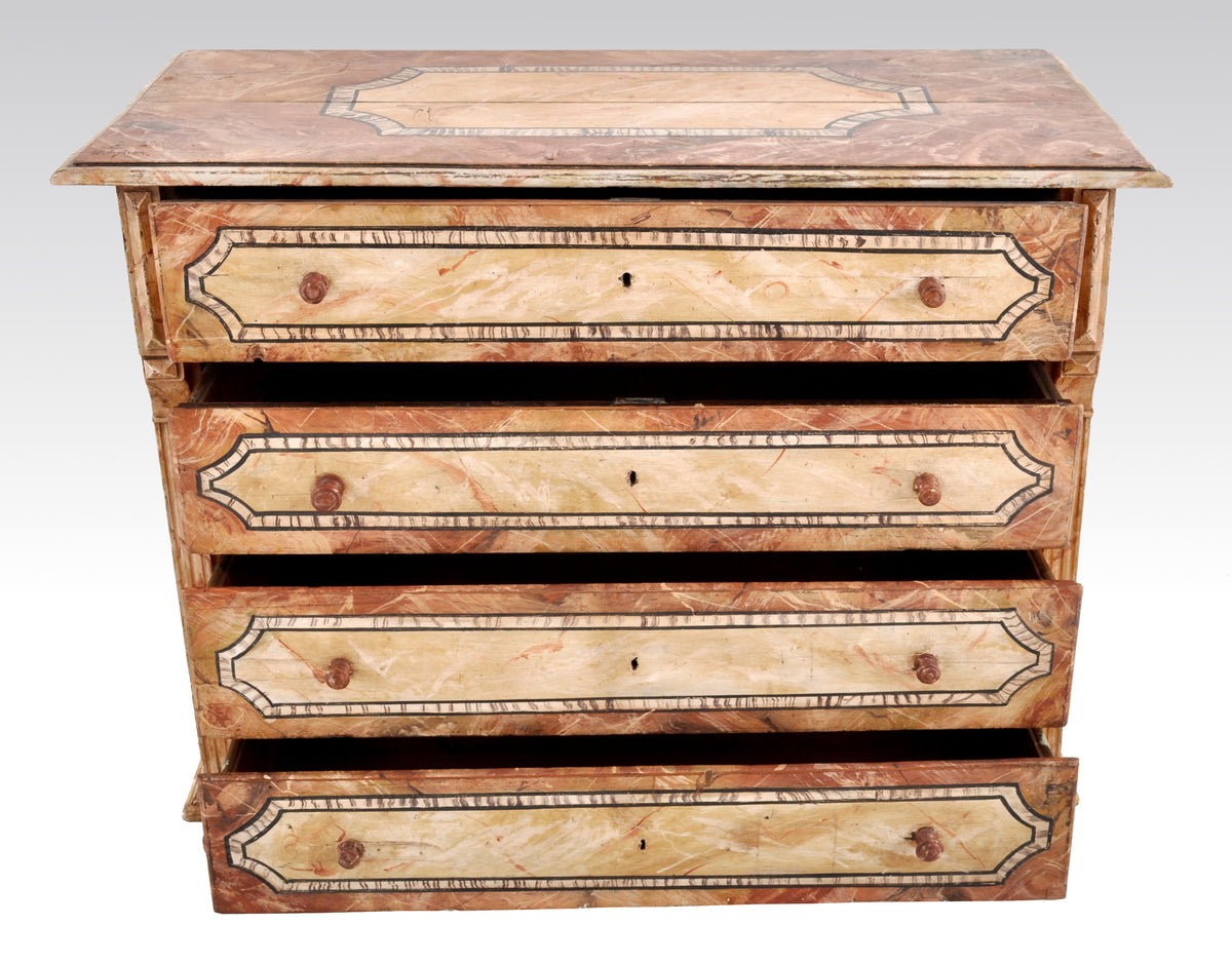 Antique Swedish/Scandinavian Gustavian Paint Decorated Pine Chest of Drawers/Dresser, Circa 1830