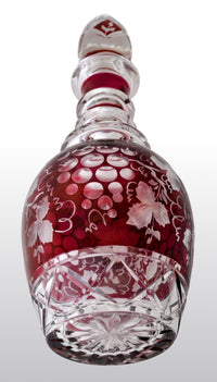 Antique Bohemian Ruby Flash Engraved Wine Decanter, circa 1890