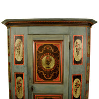 Antique Folk Painted German Bohemian Wedding / Marriage / Dowry Cabinet / Armoire, circa 1820