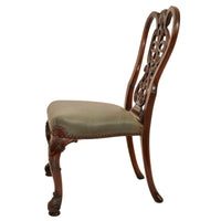Pair of Antique 19th Century Carved Mahogany Georgian Chippendale Side Chairs, circa 1880