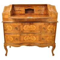 Antique South German Marquetry Fruitwood & Walnut Secretary / Dresser / Desk, circa 1850