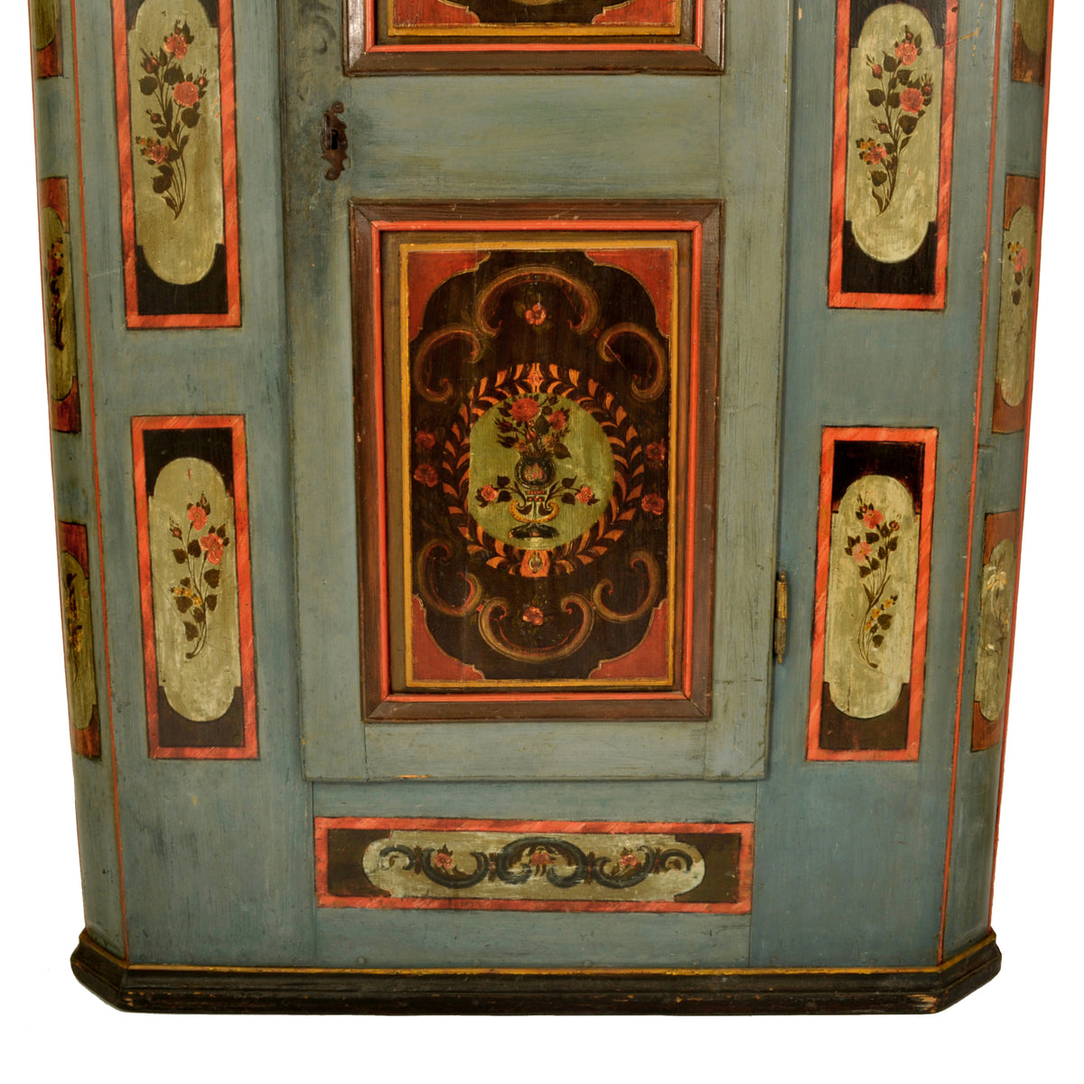 Antique Folk Painted German Bohemian Wedding / Marriage / Dowry Cabinet / Armoire, circa 1820