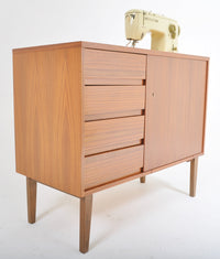 Mid-Century Modern Sewing Machine in Teak Cabinet by Bernina