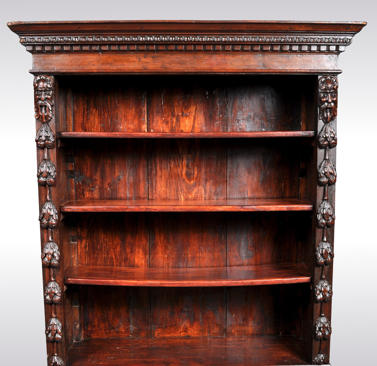 Antique Italian Carved Walnut Renaissance Revival Bookcase, circa 1870