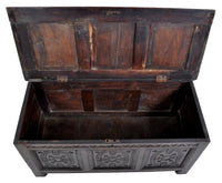 Antique Charles II Carved Oak Coffer / Chest / Trunk, circa 1670