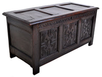 Antique Charles II Carved Oak Coffer / Chest / Trunk, circa 1670