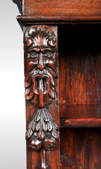 Antique Italian Carved Walnut Renaissance Revival Bookcase, circa 1870