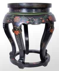 Antique Chinese Qing Dynasty Lacquer & Cloisonné Garden Seat / Stool, circa 1920