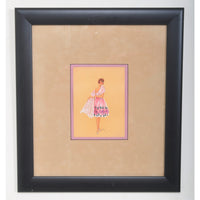 Antique Art Deco Drawing and Watercolor by Zapdy, Circa 1930