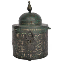 Ancient Islamic Persian Khurasan Silver Inlaid Bronze Caligraphy Inkwell Circa 1200