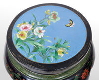 Antique Chinese Qing Dynasty Lacquer & Cloisonné Garden Seat / Stool, circa 1920