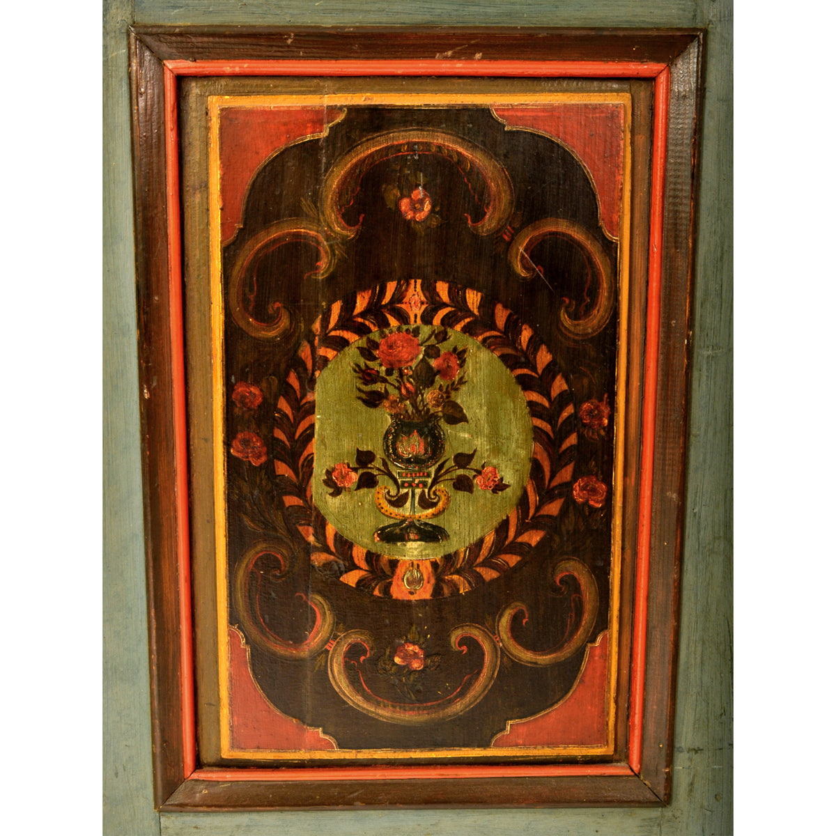 Antique Folk Painted German Bohemian Wedding / Marriage / Dowry Cabinet / Armoire, circa 1820