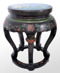 Antique Chinese Qing Dynasty Lacquer & Cloisonné Garden Seat / Stool, circa 1920