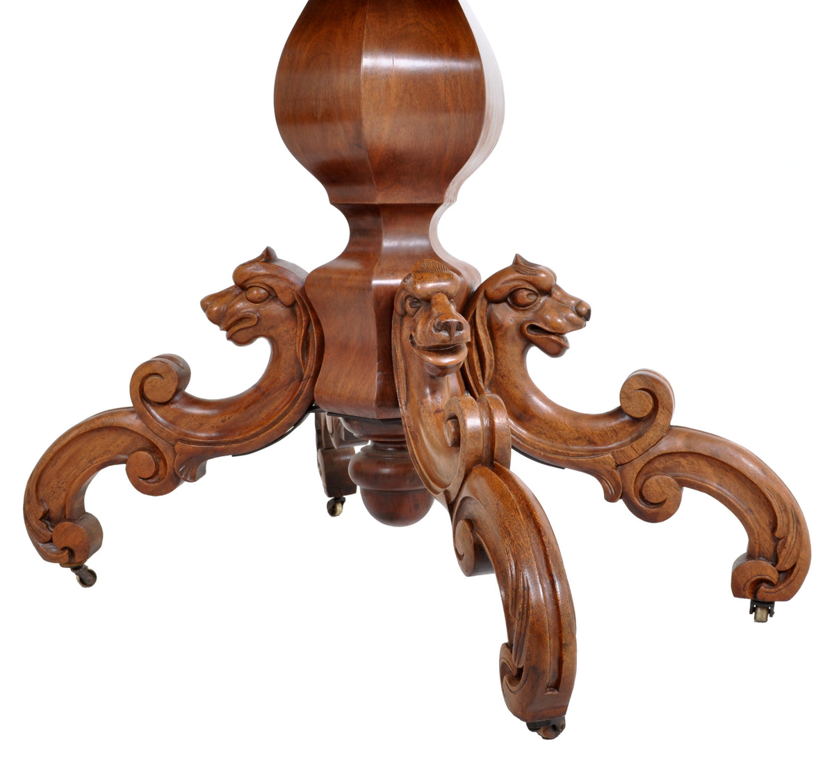 Antique American Victorian Walnut Marble Top Parlor Table, Possibly Belter or Meeks, circa 1860