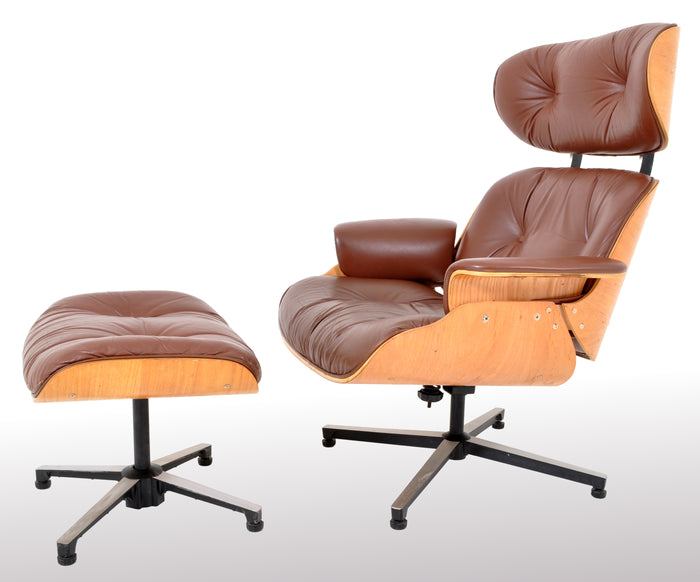 Mid-Century Modern Plycraft Eames 670/71 Lounge Chair / Recliner and Ottoman, 1960s