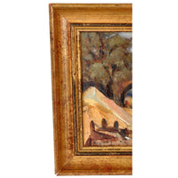 Antique French Impressionist Oil Painting Boat Nearing The Bridge Paul de Frick 1900