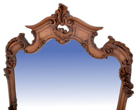 Antique Italian Rococo Walnut Bombe-Shaped Mirrored Cabinet / Buffet / Server, Circa 1880