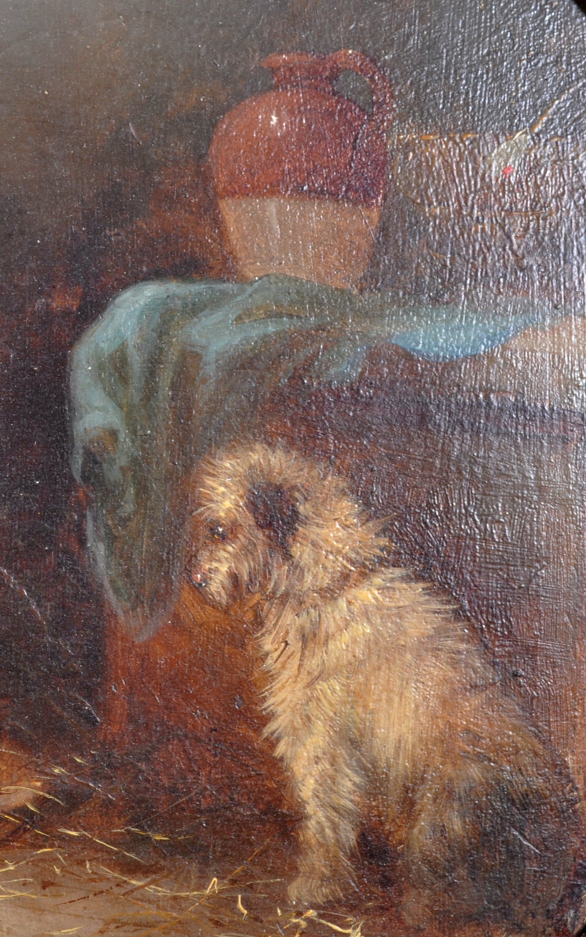 Antique English Oil Painting, "Three Terrier Dogs," George Armfield (1808-1893), circa 1860