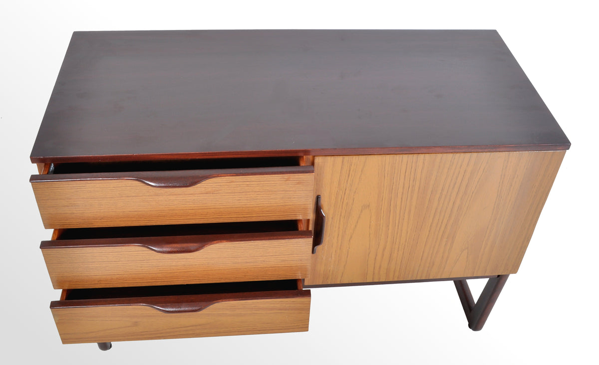 Mid-Century Modern Danish Style Two-Tone Teak Credenza, Europa Furniture, 1960s
