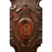 Set of Four Antique 18th Century Italian Carved Walnut Sgabello Hall Side Chairs, circa 1780