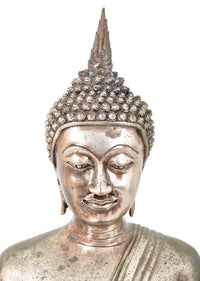 Large Antique 19th Century Tibetan Silver Gilt Bronze Buddha Statue / Sculpture, circa 1850