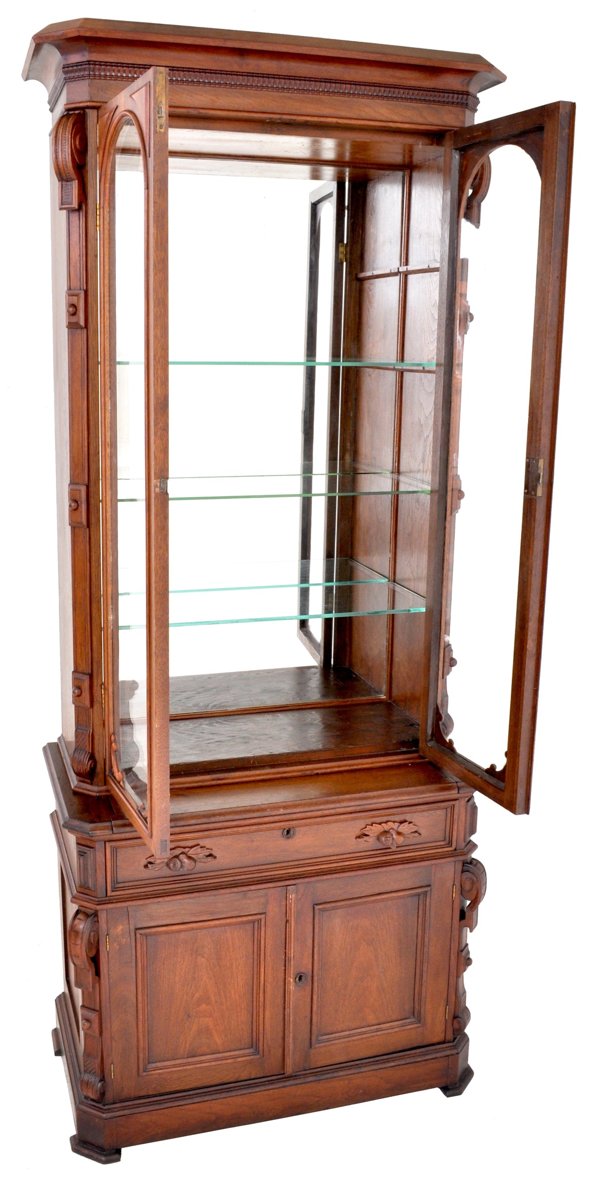Antique American Walnut Renaissance Revival Bookcase, Circa 1870