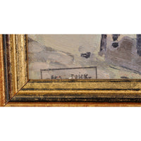 Antique French Impressionist Oil Painting 'Preparing the Boat for Voyage" Paul de Frick 1900