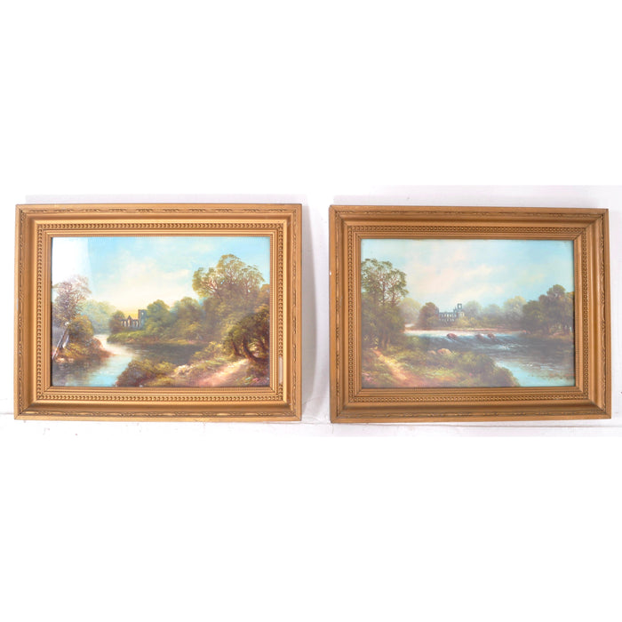 Pair of English Landscapes, Oil on Board