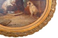 Antique English Oil Painting, "Three Terrier Dogs," George Armfield (1808-1893), circa 1860